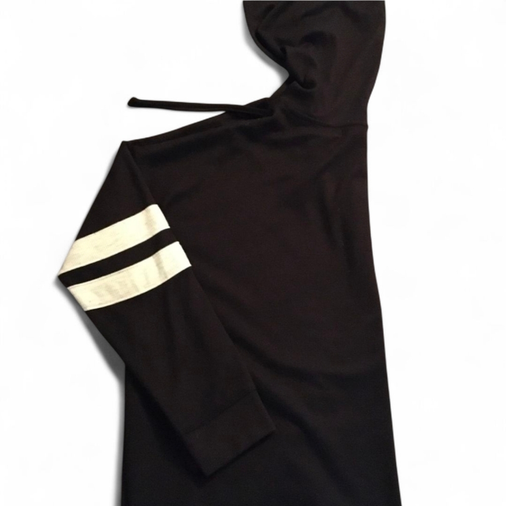 Vintage Cropped Black & Grey Long-Sleeve Hoodie L (Jrs)